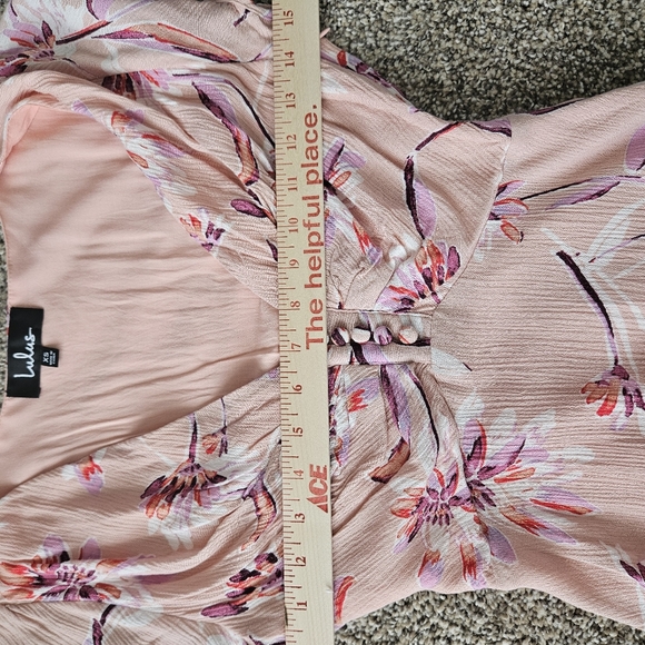Lulus Flor-Ever Blush Pink Floral Print Skater Dress Size XS Barbiecore Mini - Picture 11 of 11